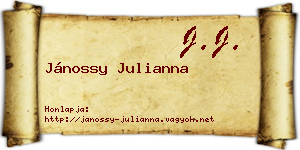 Jánossy Julianna névjegykártya
